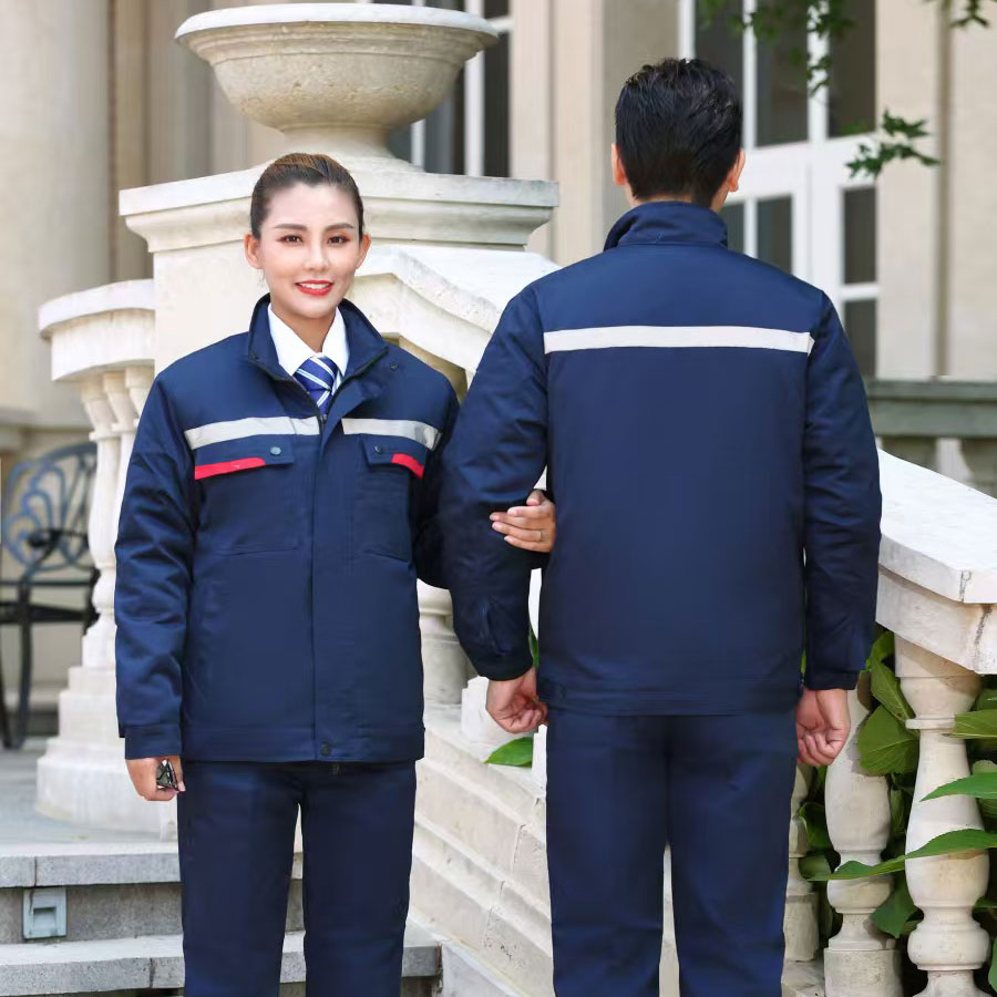 秋冬防静电短款反光条棉衣